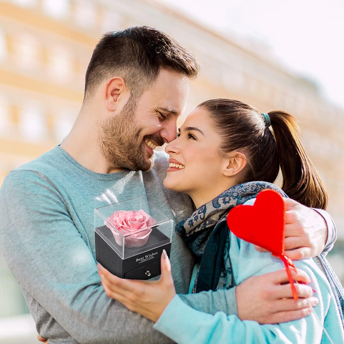 Birthday Gifts for Women,Christmas Flowers Gift for Women,Romantic Gift for Her,Preserved Real Rose with Necklace,Pink Fresh Rose in a Box,I Love You Gifts for Her