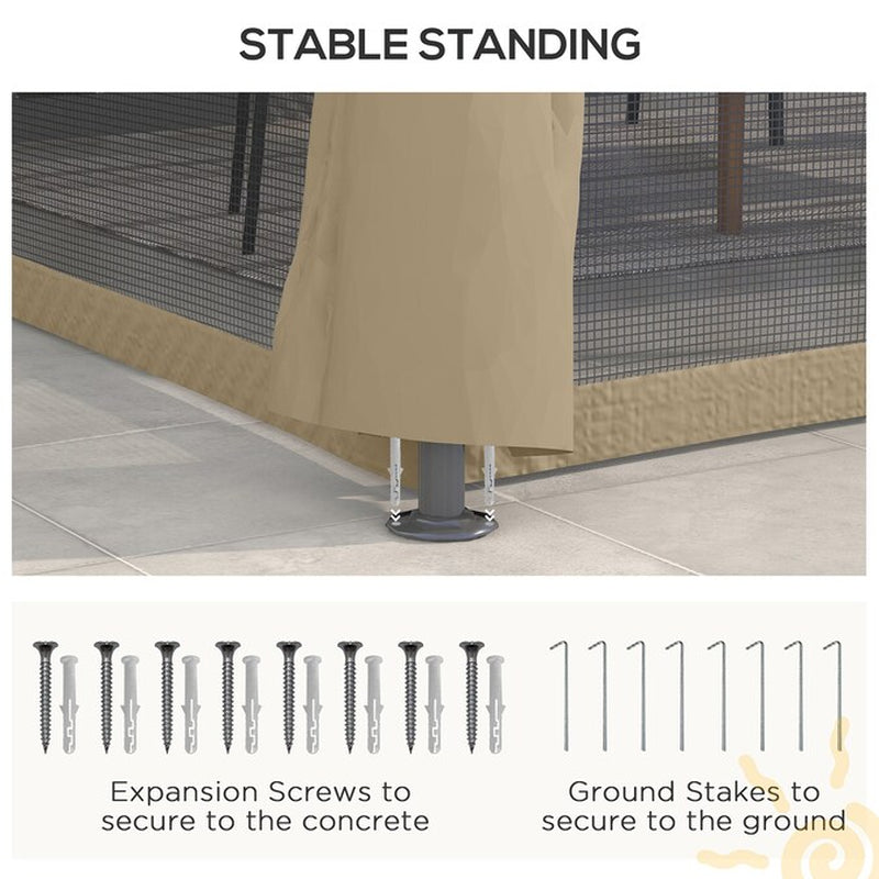 9.83-Ft X 13-Ft Outdoor Gazebo Canopy Shelter with Netting Beige Gazebo with Soft Top Roof